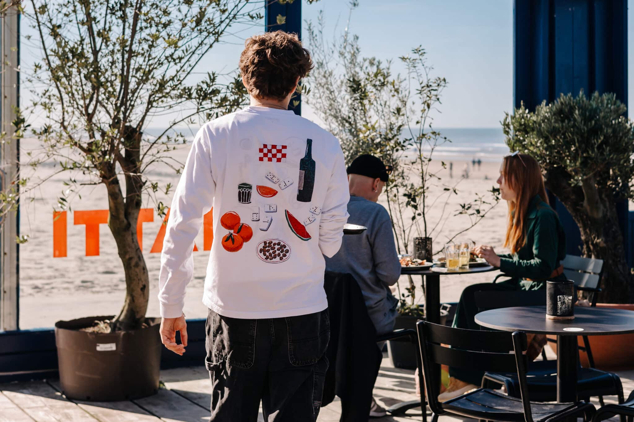 Terras van strandtent Piatti.