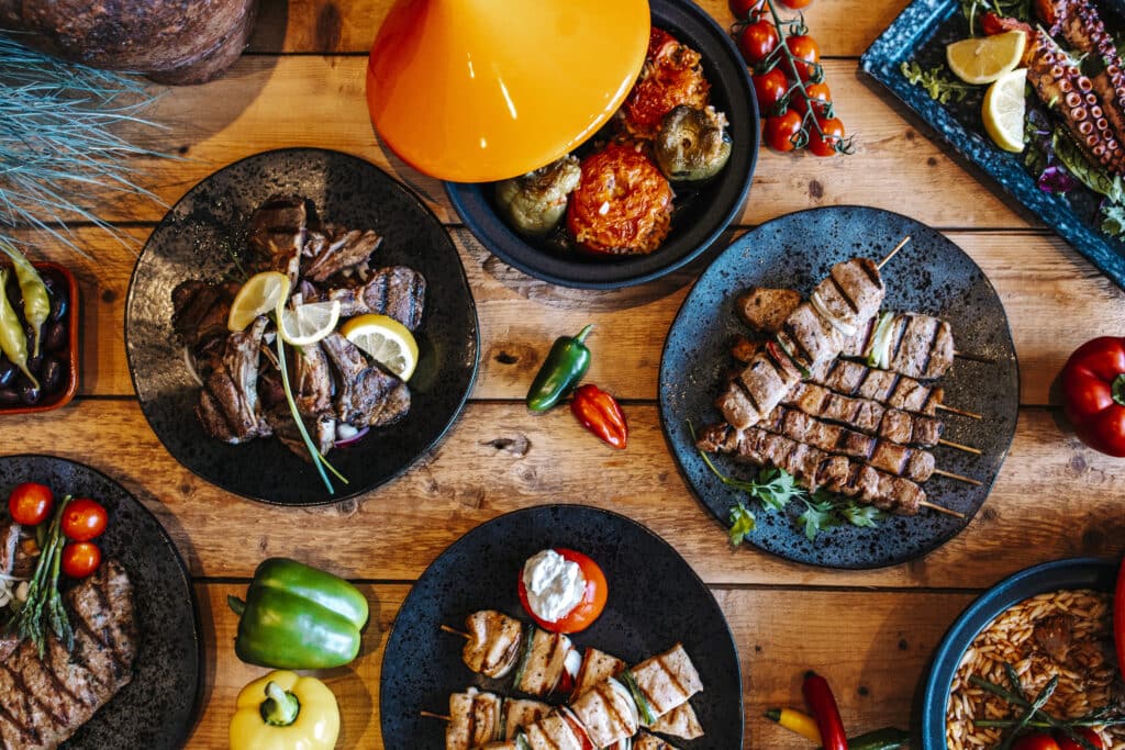 Gerechten bij restaurant Filoxenia.