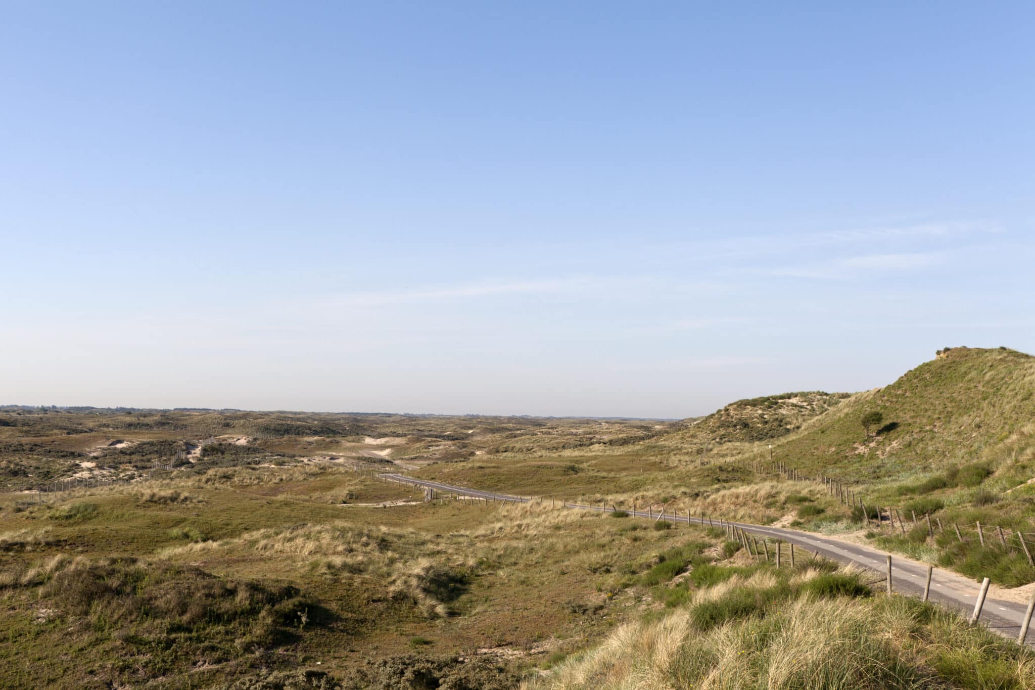 Fietspad door de duinen van Zandvoort, aan de rand van de Waterleidingduinen