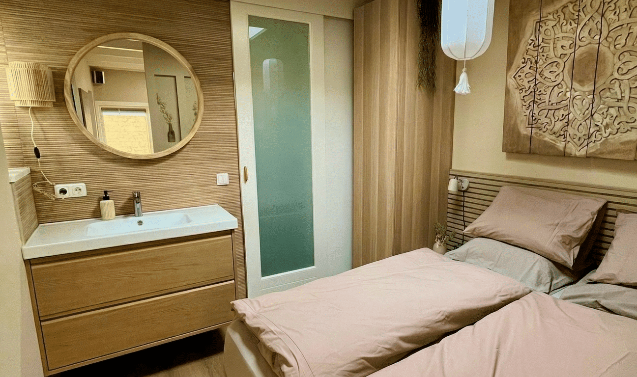 Slaapkamer van studio Oranje Nassau aan Zee
